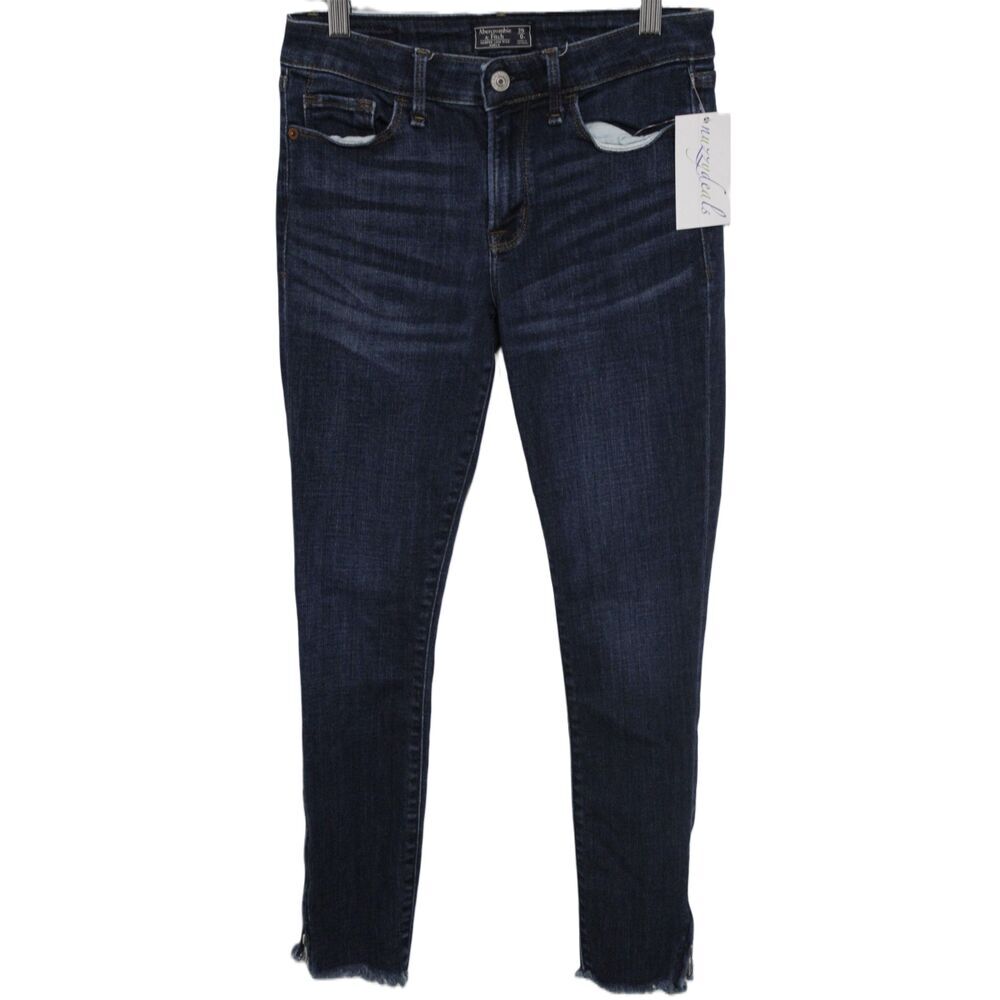 Abercrombie & Fitch Harper Low Rise Ankle Blue Denim Cotton Skinny Jeans Size 25